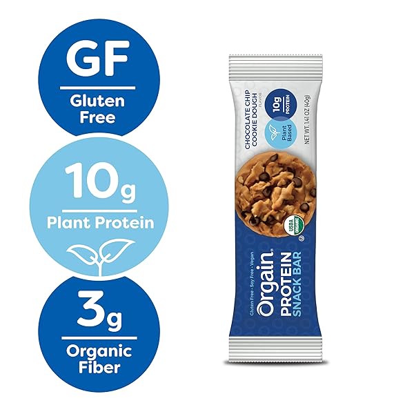 ORGAIN ORGANIC PLANT BASED PROTEIN BAR, CHOCOLATE CHIP COOKIE DOUGH 12 CT