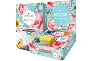 LOVARE Assorted Tea Pyramid Bags 45 Pack - Made in Ukraine - 9 Tastes of Tea Sampler Pyramids - Tea Assortment with Black and Green Tea, Fruits, Flowers, Berries - Flavored Tea Gift Box