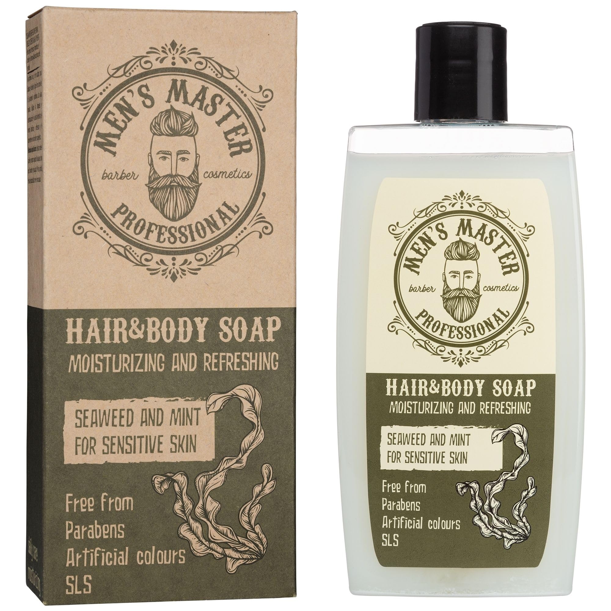 Men's Master Refreshing Shampoo for Men | Body & Hair Wash | Paraben Free | Moisturizing & Nourishing Shower Gel | Refreshing Effect with Menthol, Soya Oil | 260 ML