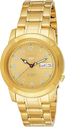 Amazon Com Seiko 5 Automatic Gold Dial Yellow Gold Tone Men S Watch Snkk38j1 Watches