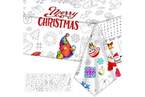 SICOHOME Christmas Coloring Tablecloth - 106 x 51 in Disposable Color-in Paper Table Cover - Party Decoration Game Supplies - Winter Holiday Arts & Crafts for Kids