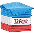 FIXSMITH Shop Towels, Pack of 12, Microfiber Cleaning Cloth Bulk, Microfiber Towels for Cars, Lint Free, Scratch-Free Microfiber Towels, Cleaning Rags for Housekeeping, 11.5 x 11.5 inch