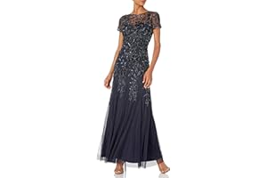 Adrianna Papell Women's Floral Beaded Godet Gown