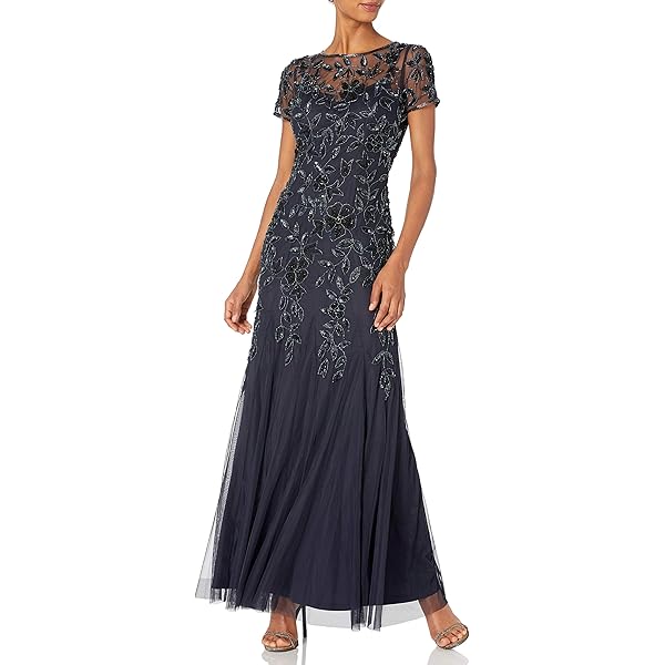adrianna papell mock neck beaded column dress with t back Aidan Mattox Women's Fully Beaded Deep V Neck Gown - Multi - Size 16 main image 0