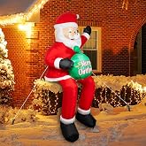 5.6FT Christmas Inflatable Santa Claus with LED Lights, Christmas Blow up Yard Decorations with Gift Bag Weatherproof Holiday Decor for Garden Patio Lawn Party Xmas Gifts