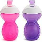 Munchkin Click Lock Bite Proof Sippy Cup, Pink/Purple, 9 Ounce, 2 Count