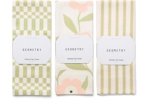 GEOMETRY Tea Towels – Spring & Summer Collection – Quick-Dry, Ultra-Absorbent, Reusable Microfiber Kitchen Towels for Drying 