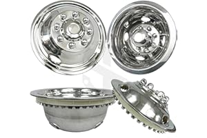 16" Stainless Steel Snap-On Dually Wheel Simulator for Ford E350/E450, GMC Motorhome/Truck/RV/Van