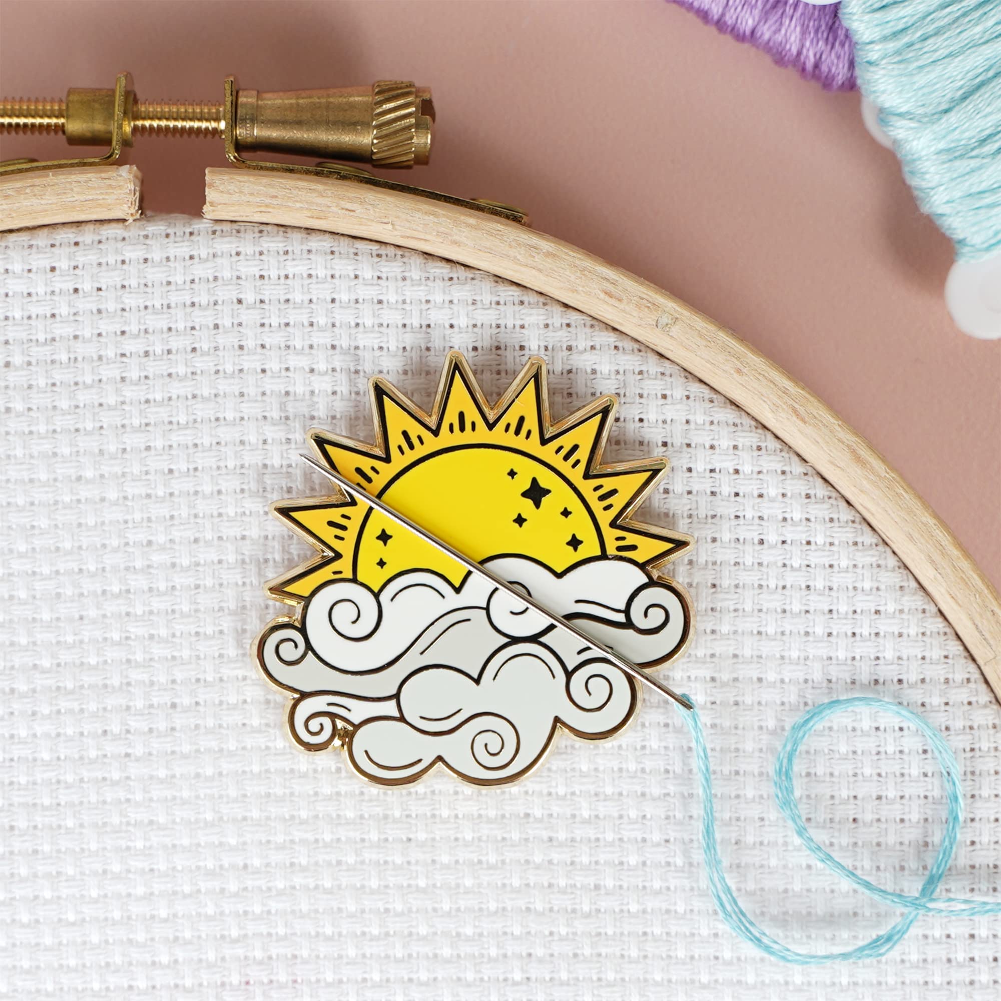 Caterpillar Cross Stitch Needle Minder - Sunshine for Cross Stitch, Sewing, Embroidery and Needlework Accessories, Enamel and Magnetic