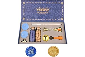 PORXFLY Lot de 2 tampons de cire à cacheter en forme de lettre N - Boîte cadeau vintage - Série des lettres de A à Z pour inv