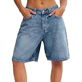 Tankaneo Womens Baggy Jorts Denim Bermuda Shorts High Waisted Loose Jeans | Womens Jorts,Baggy Jean Shorts,Knee Length, High Waisted, Wide Leg