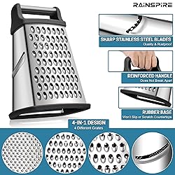 Rainspire Professional Box Grater, Cheese Grater
