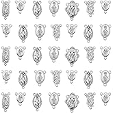 30Pcs 6Styles Tibetan Alloy Rosary Centerpiece Parts Charms Oval Jesus Virgen De Guadalupe Charm Pendant for Diy Catholic Prayer Necklace Making Kits Supplies