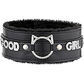 ADEMISHIA Handmade Collar Choker Necklace for Women – Cat Ear O-Ring Punk Goth Letter Choker,Black/Pink Furry Alt Fashion Jewelry