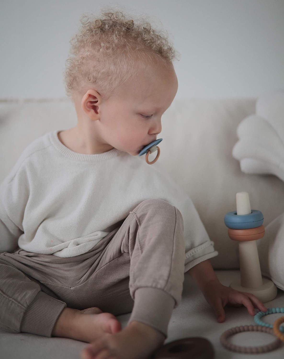 FRIGG Natural Rubber Baby Pacifier | Made in Denmark | BPA-Free (Desert/Cappuccino, 6-18 Months) : Baby