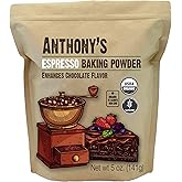 Anthony's Organic Espresso Baking Powder, 5 oz, Gluten Free, Non GMO, Enhances Chocolate Flavor