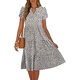 ANRABESS Womens Summer Causal Dresses V Neck Short Sleeve Midi Dress 2026 Flowy Tiered Boho Beach Sundress Vacation Outfits