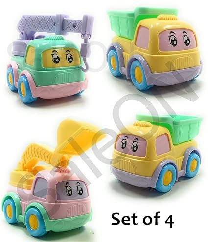 SaleOn Unbreakable Friction Powered Construction Toys for Kids (Set of 4)