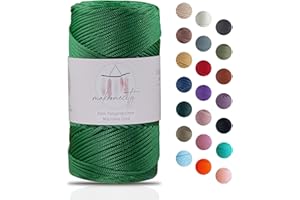 Makromecity, Polyester Macrame Cord 2mm x 125 Yards (375 feet) 2mm Polypropylene Macrame Cord Crochet Macrame Bag Cord Crafts for Wall Hangings, Bags, Underplate, Rug (1, Benetton Green)
