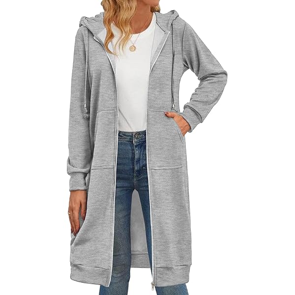 Women Sherpa Fleece Long Hoodie Jacket Open Front Zip Up Coat Winter Warm Hooded Cardigan Outerwear With Pockets
