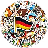 50 Packs Germany Stickers Water Bottles Laptop Phone Computer Guitar Skateboard Hydroflasks Germany Vinyl Sticker Waterproof Aesthetic Trendy Decals for Kids Teens Girls Adults