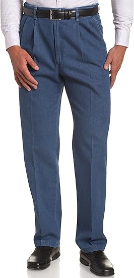 men's pleated front denim pants