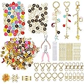 MUNKANT 481 Pcs Charms Lip Gloss Keychain Making Kit,Including 218 Charm Pendants,20 Keychain Clips,15 Extender Chain and 2 Jewelry Pliers,Bag Charm Kit for DIY Crafting,Jewelry Making and Gifts