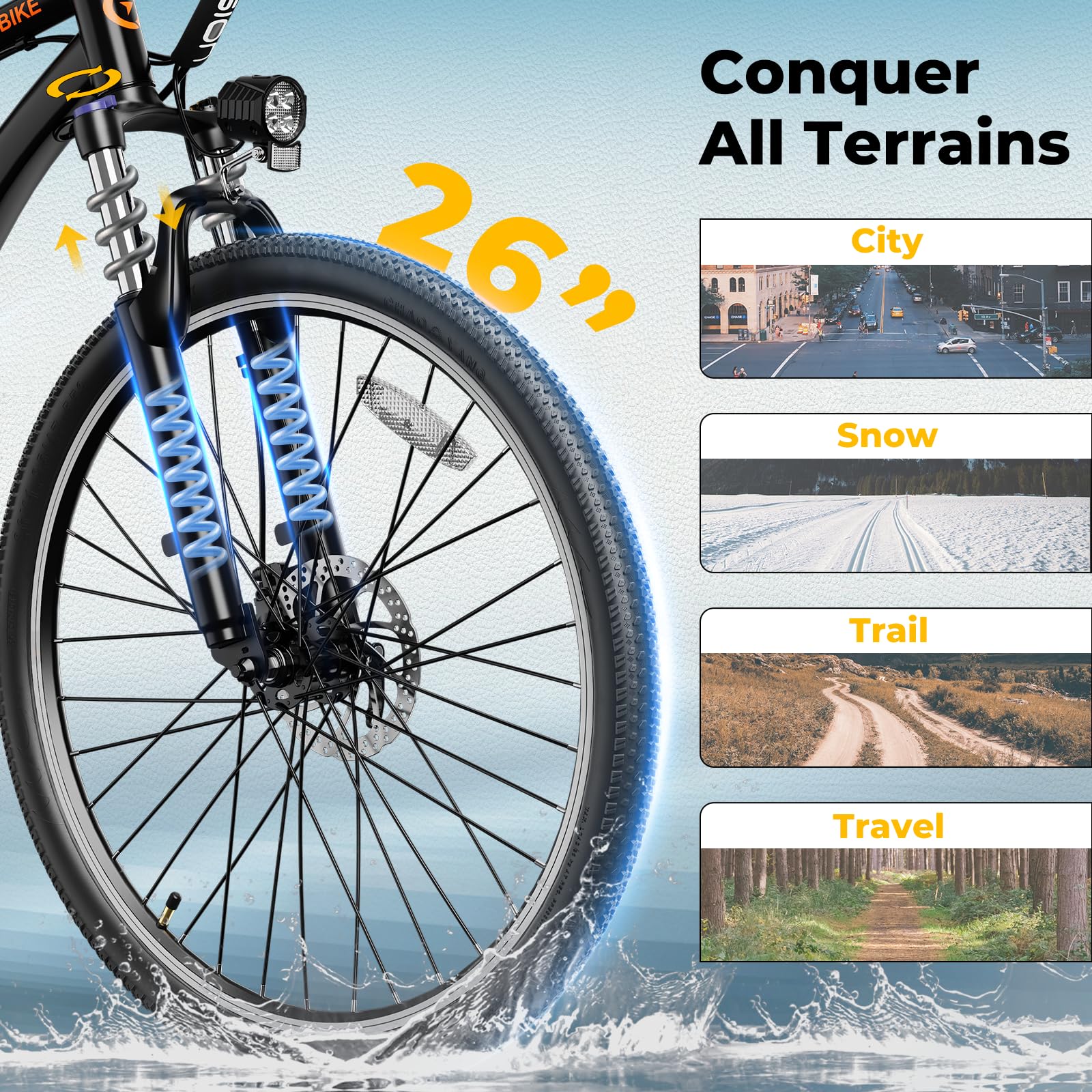 Jasion EB5 Electric Bike for Adults with Peak 750W Brushless Motor, 40Miles 20MPH Commuting Electric Mountain Bike with 360Wh Removable Battery, 7-Speed, 26