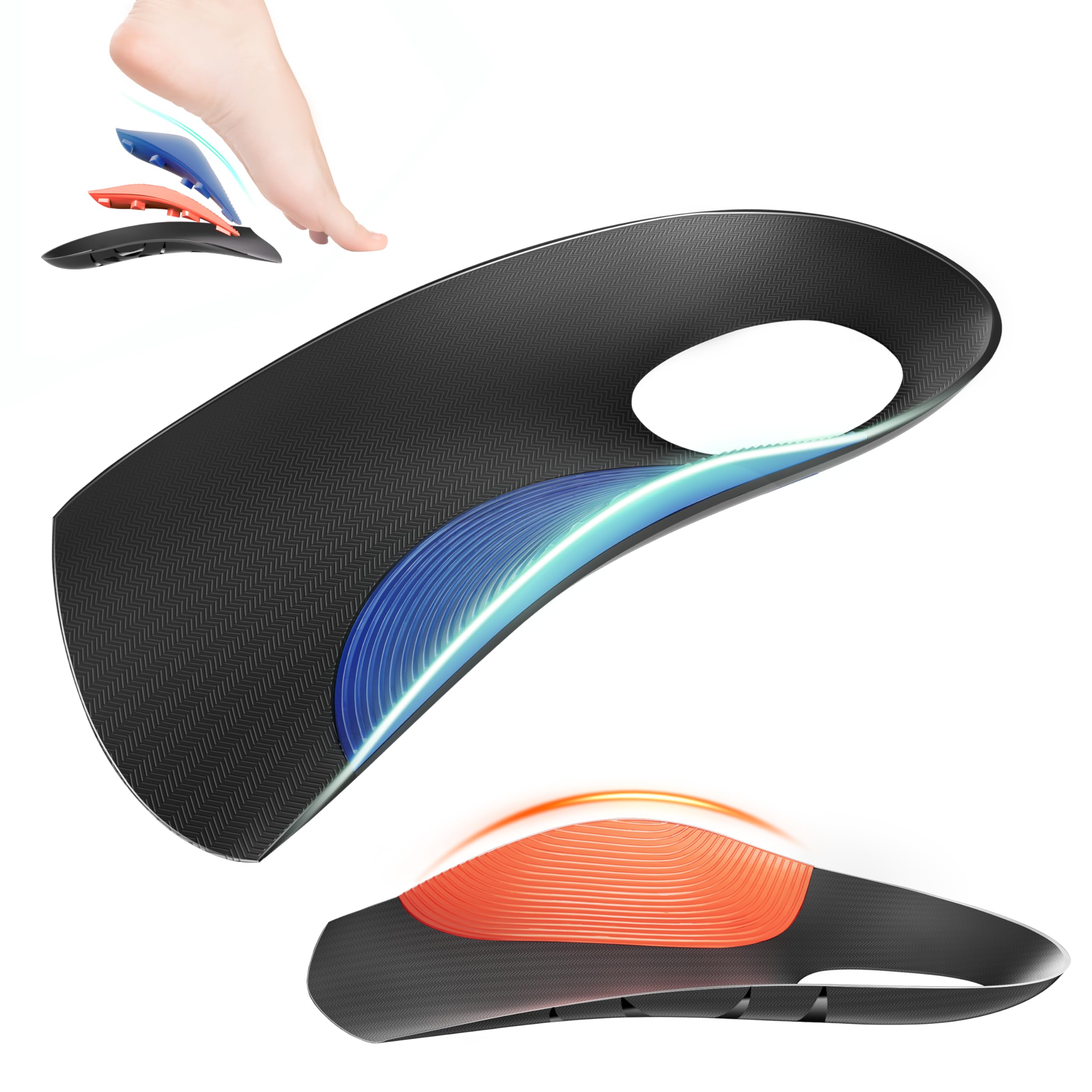 Photo 1 of 3/4 Removable High Arch Support Shoe Inserts, Orthopedic Insoles for Plantar Fasciitis Relief, Standing All Day Pain Relief, Knee Pain, Over-Pronation, Shoe Insoles for Men & Women - L(Men8-9.5)