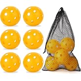 Practice Plastic Softball 11 inch 6 Pack Oversized Baseball with Mesh Bag | Hollow 26 Holes Lightweight with Highly Bounce High Visibility for Batting Training or Backyard Play Yellow