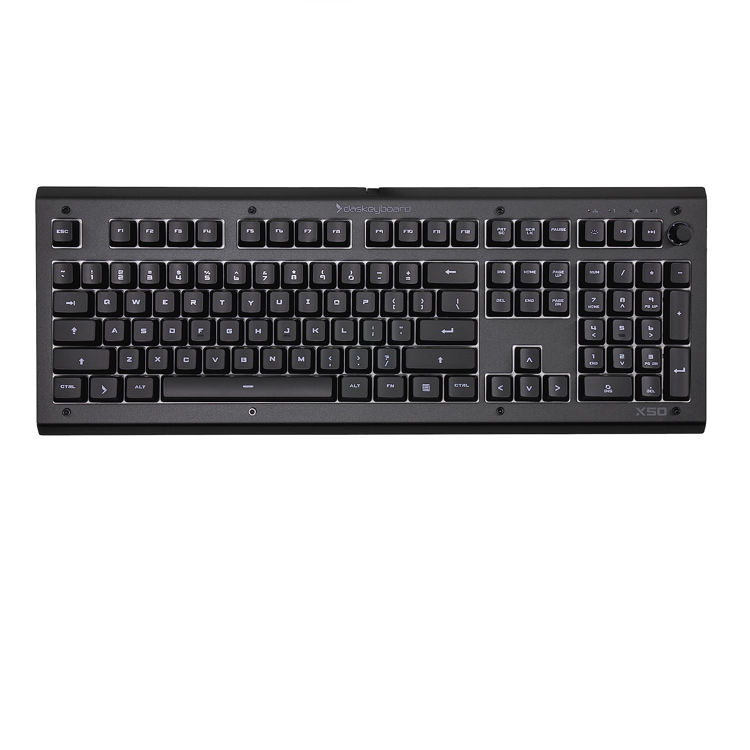Das Keyboard X50Q Mechanical Gaming Keyboard QWERTY US Layout - 104 Keys, Programmable Intelligent RGB Backlit, Full Anti-Ghosting, Gamma Zulu Switches, Aluminium Cover, Q-Button (DKGKX50P0GZS0UUX)