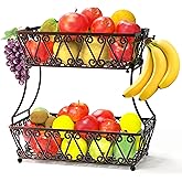 Simple Houseware 2-Tier Countertop Fruit Basket Bowl Storage, Bronze