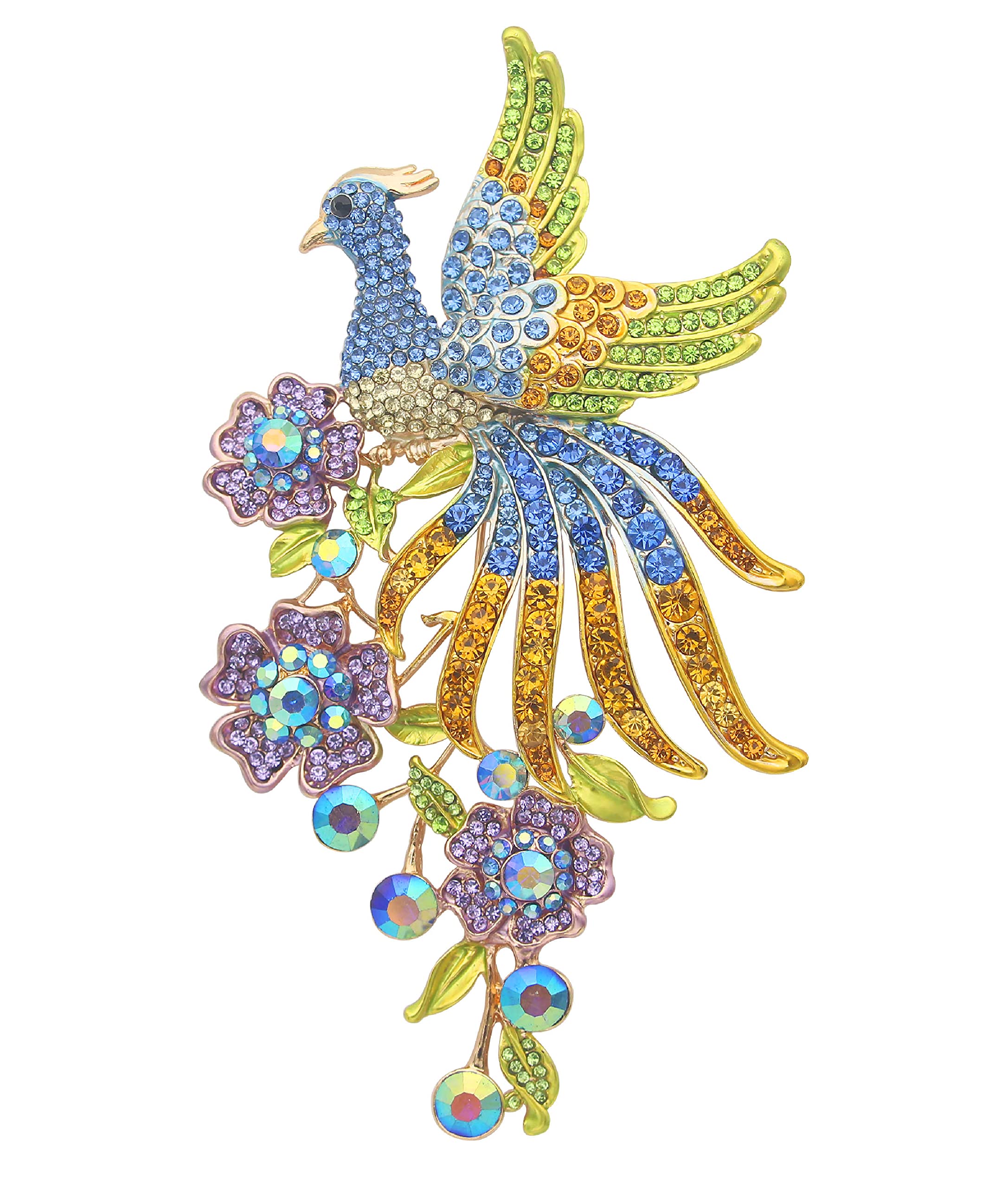 KristLand Crystal Brooches Peacock Brooches for Women Austrian Crystal Rhinestone Outfits Jewelry Party Box