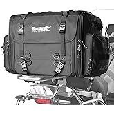 Rhinowalk Motorcycle Tail Bag, Expandable Motorcycle Travel Luggage Bags 80L, Waterproof All-Weather Trunk Rack Bag with Sissy Bar Straps & Helmet Rain Cover-Black