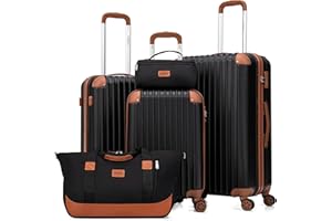 Cosbarn Luggage Sets 5 Piece Suitcases with Wheels (Black)
