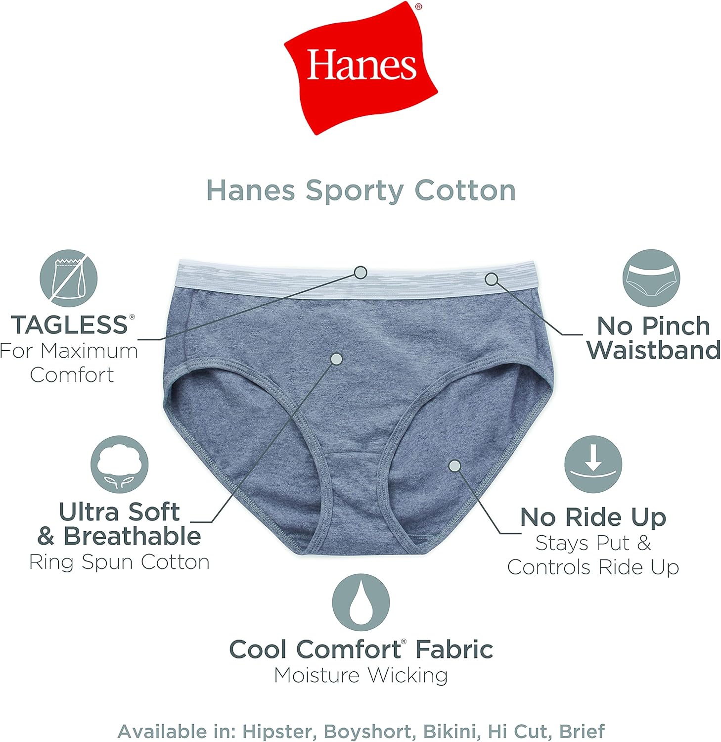 Hanes Women's 6 Pack Sporty Boyshort Panty, Colors May Vary at  Women’s Clothing store: Boy Shorts Panties