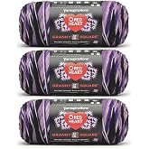 Red Heart Granny Square Crochet Yarn, Black-Grape Granny, 3-Pack | All In One Granny Square Yarn, #4 Medium Worsted Weight 100% Acrylic, Makes Up to 14 Squares, 440 yards, 250g/8.8oz