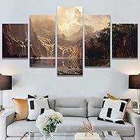 SIGNWIN 5 Panel Canvas Wall Art Modern Art Dramatic Farmhouse/Country Mountain Multicolor Nature Photography for Home Decorations Ready to Hang - 60