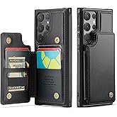 Vinich for Samsung Galaxy S24 Ultra Wallet Case with Card Holder, RFID Blocking Credit Slots Kickstand Shockproof Phone Cover Fit for Galaxy S24 Ultra 6.8" Black