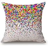 Solekla Colorful Confetti Falling Throw Pillow Cover 18x18 Inch Wedding Festival Party Home Decor Pillowcas Square Cushion Cover for Sofa Bed Couch