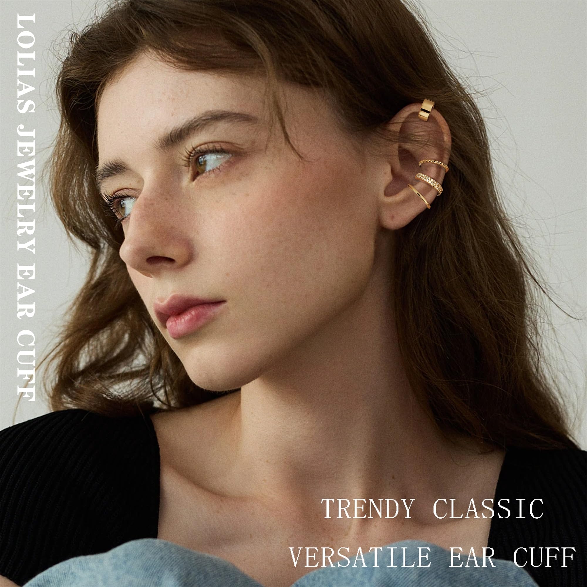 LOLIAS 𝐄𝐚𝐫 𝐂𝐮𝐟𝐟 𝐄𝐚𝐫𝐫𝐢𝐧𝐠𝐬 for Women Non Piercing Gold Plated Ear Cuffs 𝟏𝟒𝐊 𝐆𝐨𝐥𝐝 𝐏𝐥𝐚𝐭𝐞𝐝 Ear Cuff for Non Pierced Ears Clip on Cartilage Earring 𝐅𝐚𝐤𝐞 𝐄𝐚𝐫𝐫𝐢𝐧𝐠𝐬 Lightweight