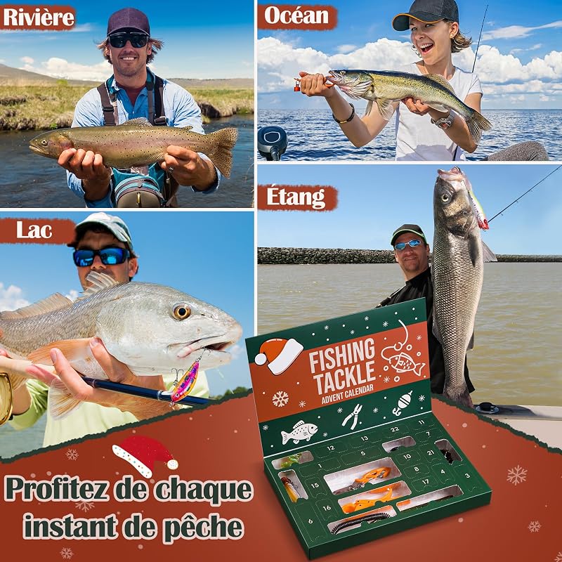 Calendrier de l'Avent Peche 2026 pour Hommes & Ados - 77 PCS Cadeau de Noël