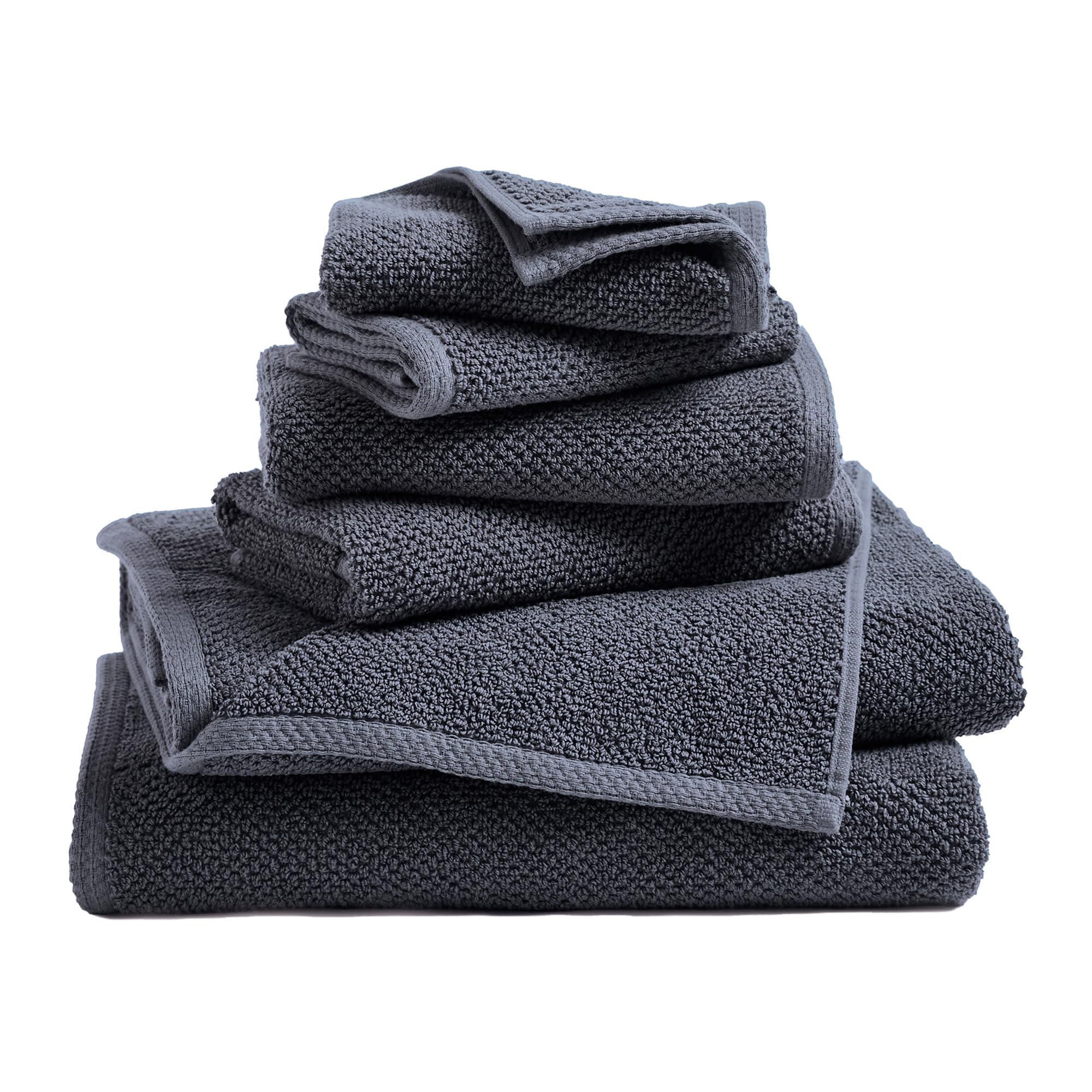 Photo 1 of Great Bay Home 100% Cotton 6 Piece Towel Set - Absorbent, Quick-Drying, Durable Bath Towels for Bathroom Decor - Low-Twist, Two-Ply Fibers (Stone Blue)
