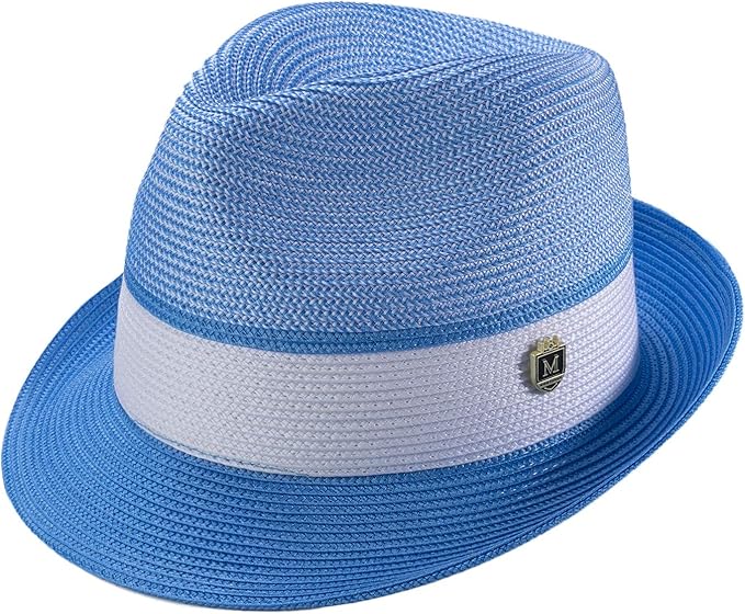 Amazon Montique メンズ 編み込み ピンチ フェドーラ ハット メンズ ファッション フェドーラ Us サイズ Small カラー ブルー キャップ 通販