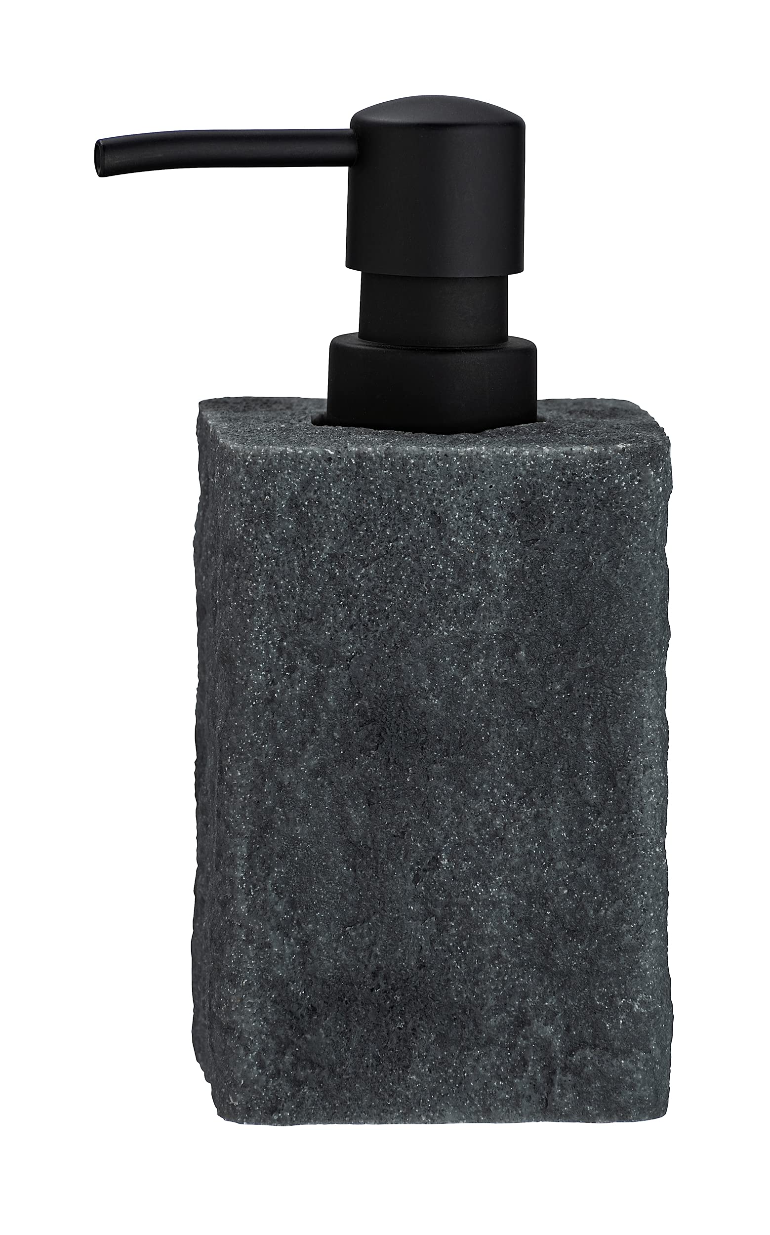 WENKO Villata Grey Liquid Soap Dispenser 0.3 L, Polyresin, Charcoal, 7 x 15 x 7 cm