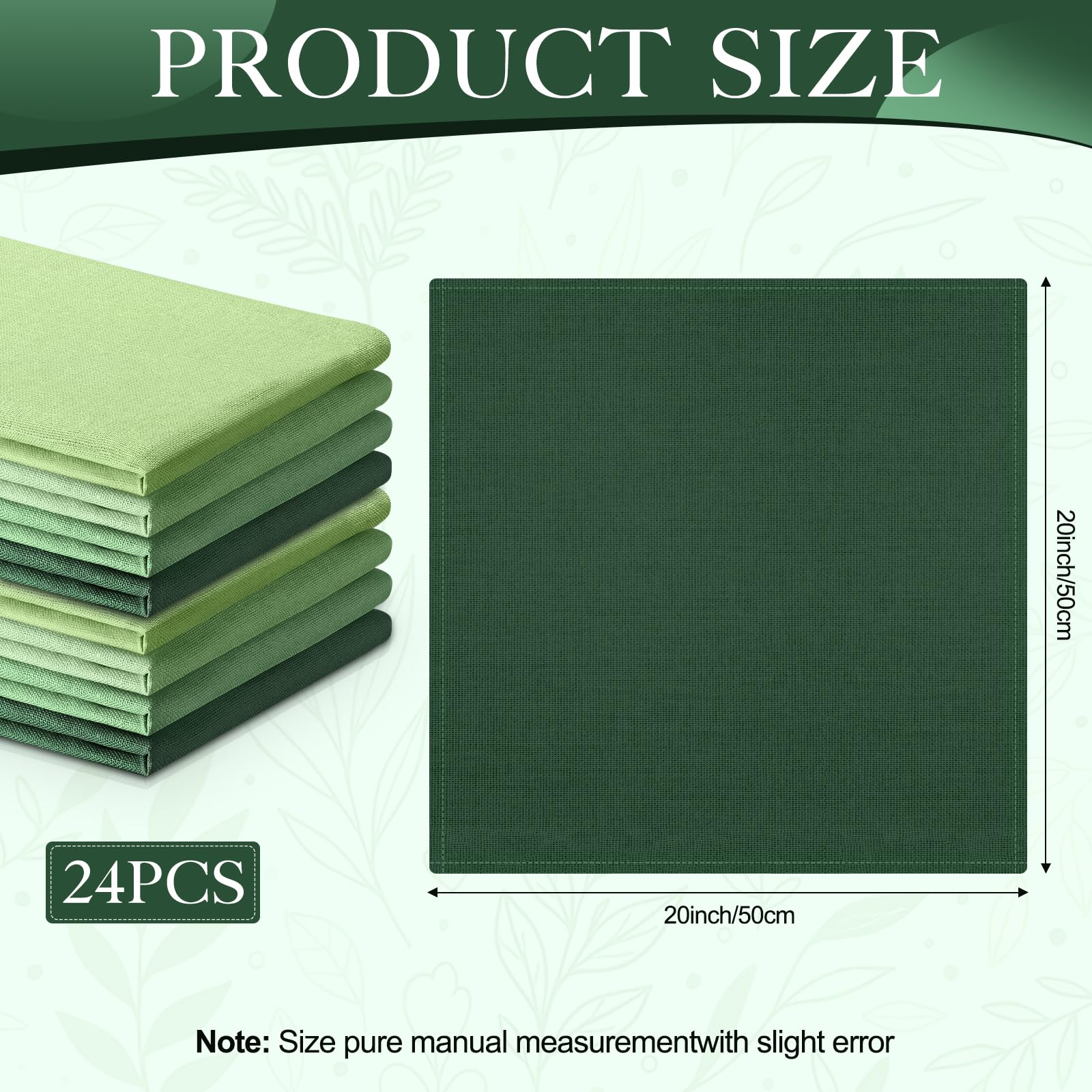 Condition photo showing New/Like New for hillsuren 24 pack sage green cloth napkins 20x20 inches sage green wedding cloth napkins bulk large