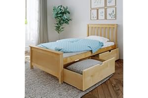 Max & Lily Twin Bed, Bed Frame with Headboard For Kids with Storage Drawers, Slatted, Natural