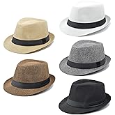 Gionforsy 5 Pack Mens Fedora Hat Classic 1920s Hat Short Brim Fedora Hats Summer Beach Panama Hat for Men Women