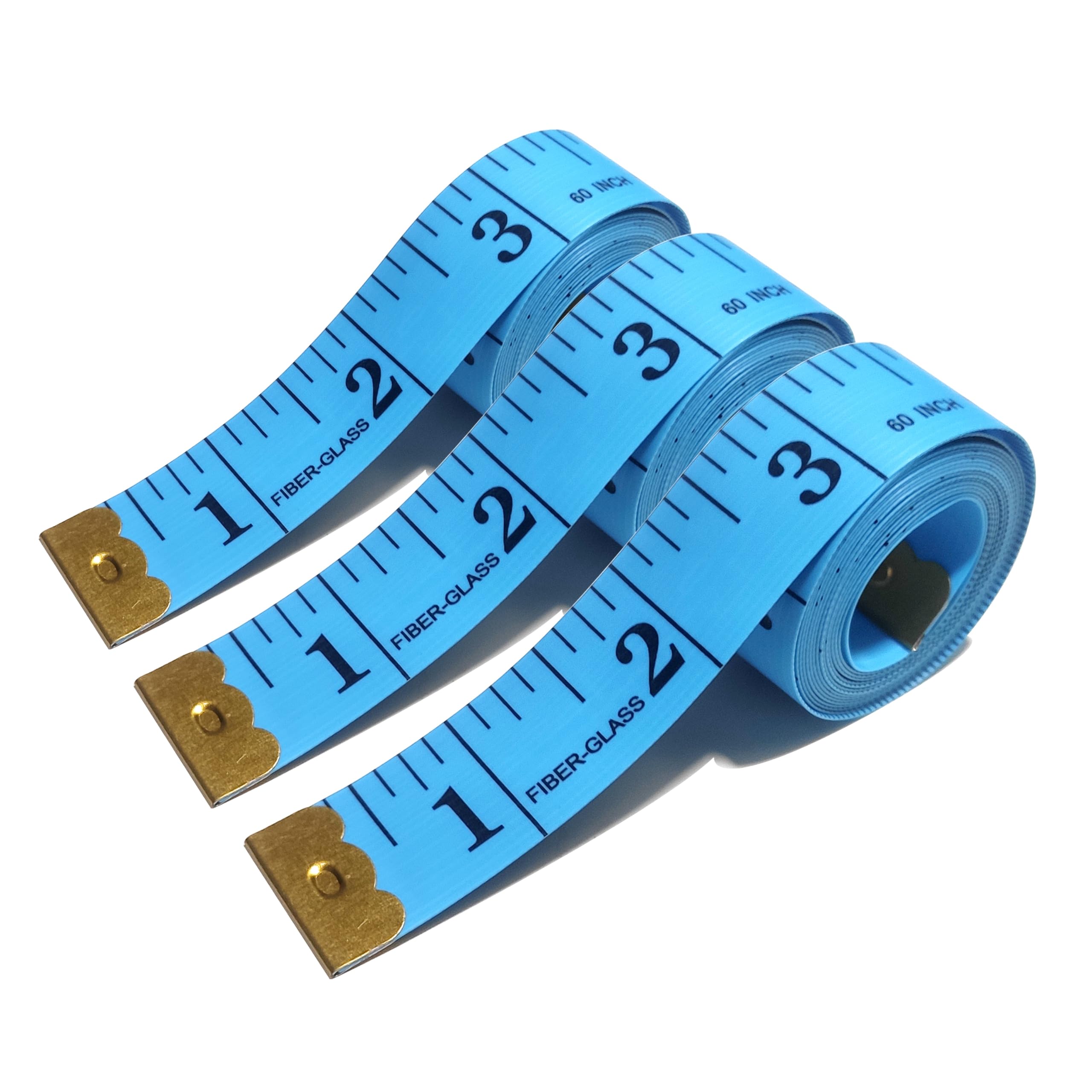 Photo 1 of 3 Pack Tape Measure Body Measuring Tape, Soft Fabric Measuring Tape for Sewing Cloth Measurement, 60 Inch Double Scale Tailor Ruler for Weight Loss (Blue)