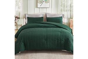 AveLom Dark Green Seersucker California King Comforter Set (104x96 inches), 3 Pieces-100% Soft Washed Microfiber Lightweight Comforter with 2 Pillowcases, All Season Down Alternative Bedding Set